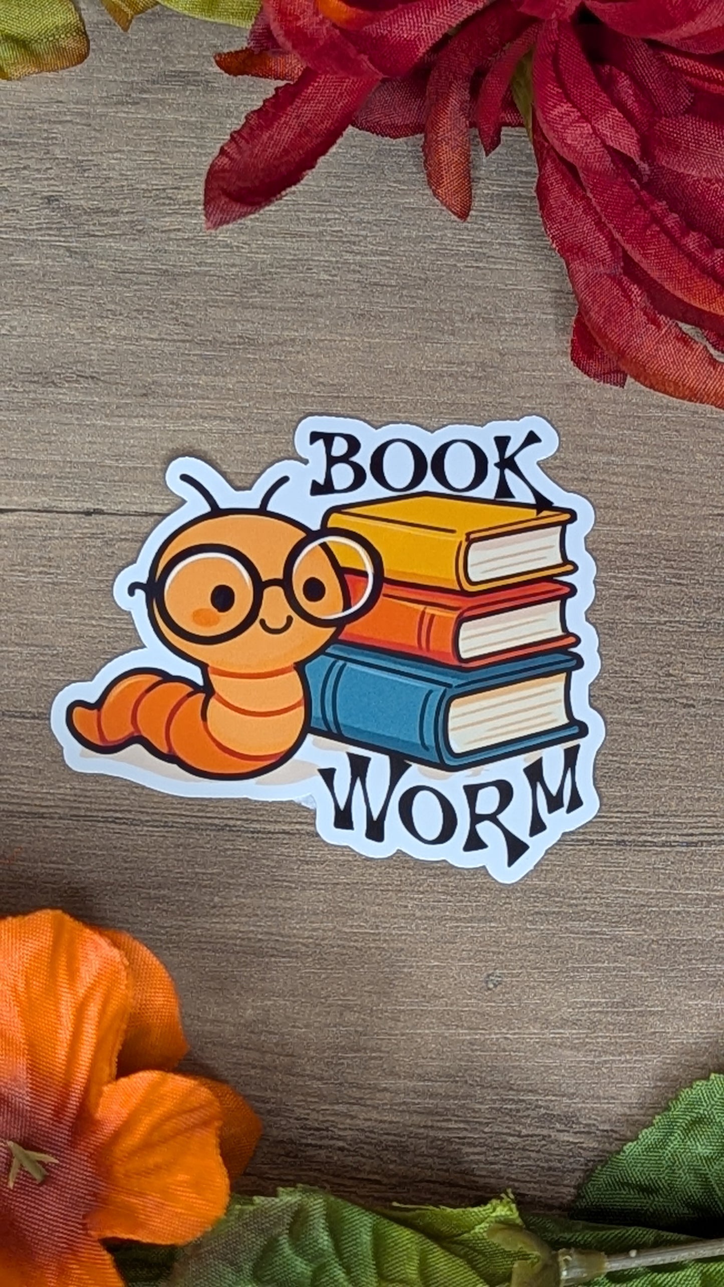 Book Worm Vinyl Sticker