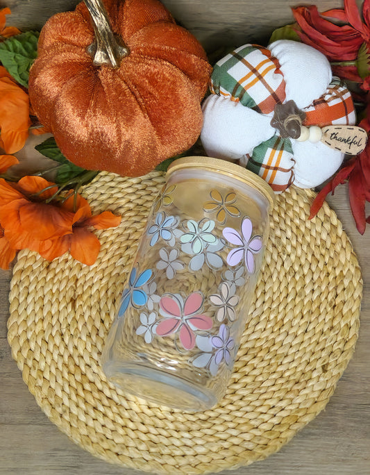 Fall Flower 16oz. Glass Cup