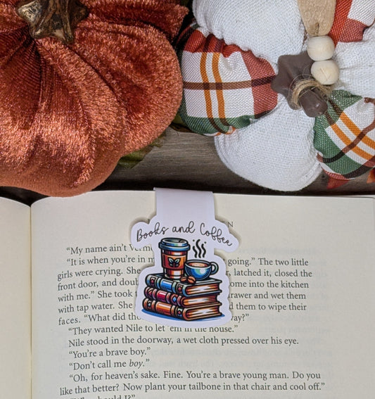 Books and Coffee Magnetic Bookmark