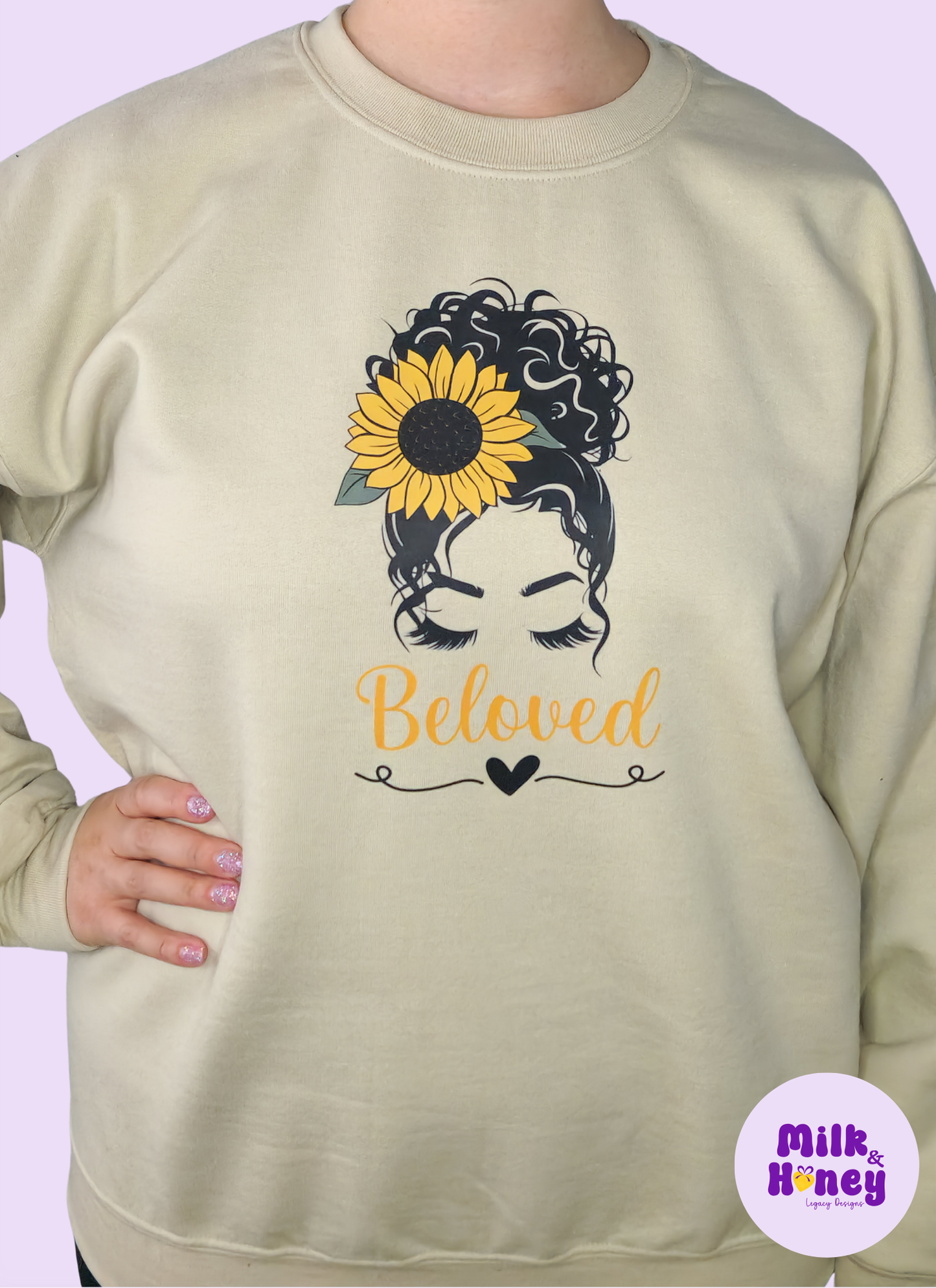 Beloved Messy Bun with Sunflower T-Shirt